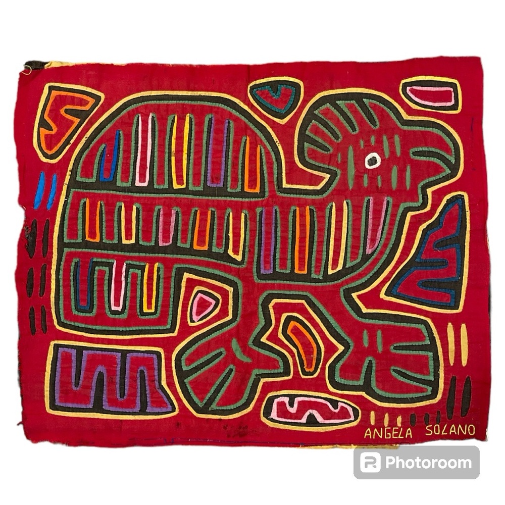 Vibrant Red Fiber Art Tapestry